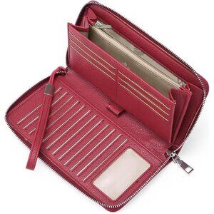 New Womens Wallet RFID Blocking Leather Zip Around Wallet Large Capacity